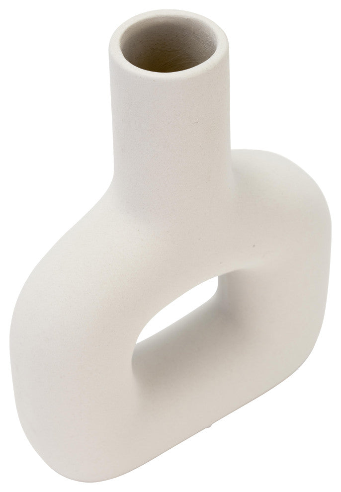 Dol, 8" Open Cut Vase, White