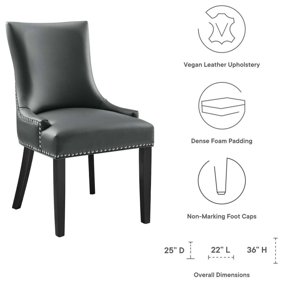 Marquis Vegan Leather Dining Chair, Gray