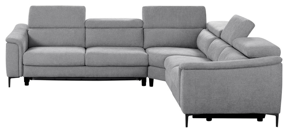 Divani Casa Coffman Modern Grey Fabric Sectional Sofa With Sofa Bed + Recliner