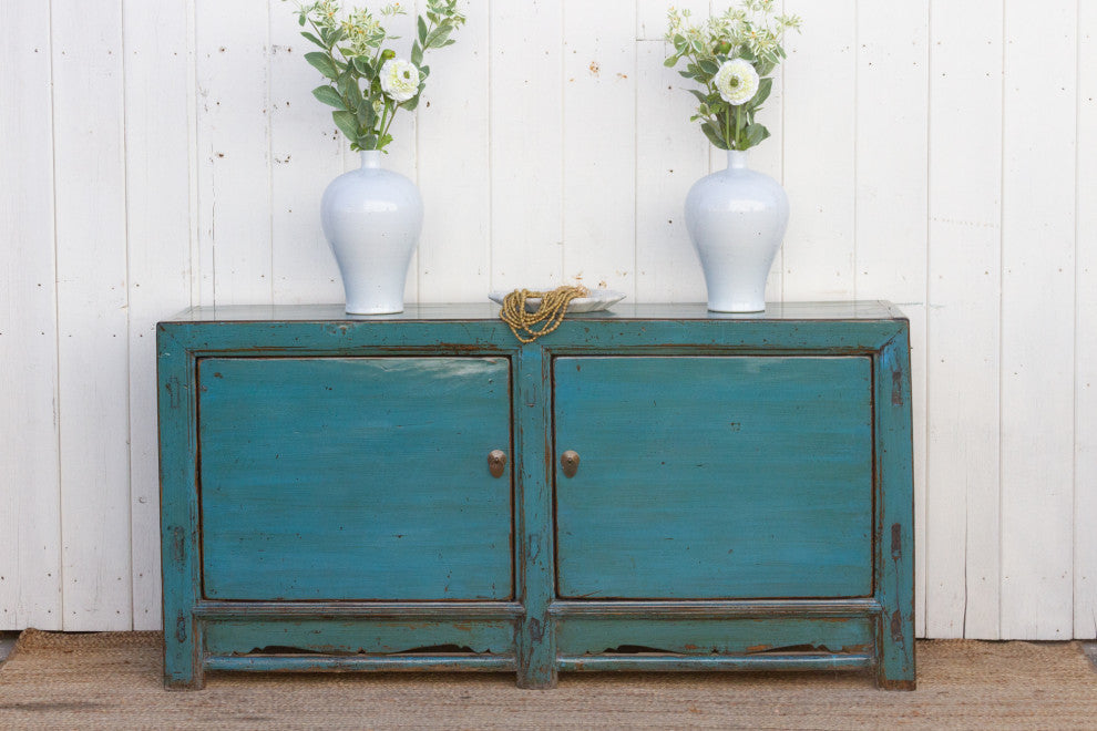 Painted Peacock Blue Buffet Cabinet