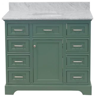 Aria 42" Bathroom Vanity, Sage Green, Carrara Marble