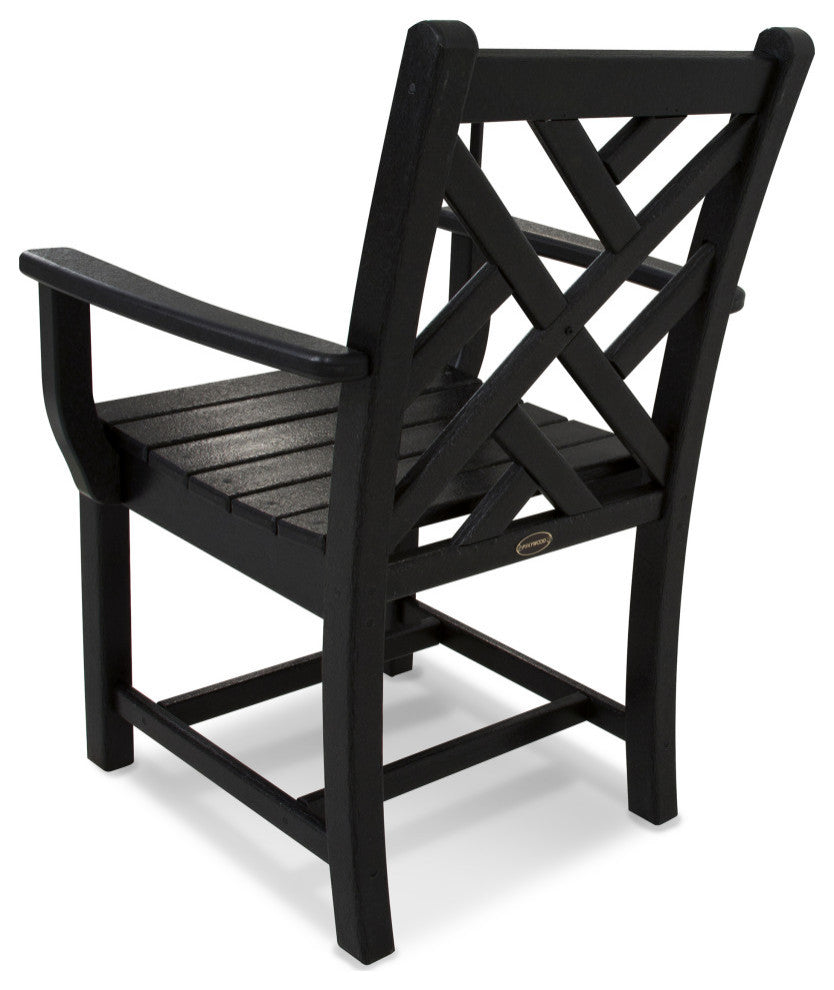 Polywood Chippendale Dining Arm Chair, Black