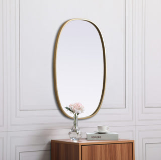Elegant Decor Metal Frame Oval Mirror 20X30" in Brass