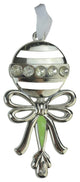 3.5" Silver and Faux Gem Studded Rattle Shaped Ornament