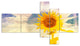 Double Exposure Yellow Sunflowers, Floral Canvas Art Print, 60"x32", 5 panels