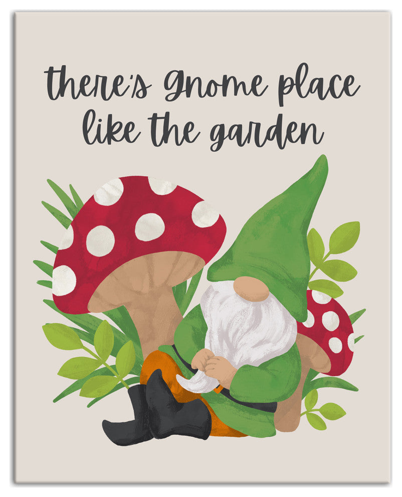 Gnome Garden Mushroom 2 16x20 Canvas Wall Art