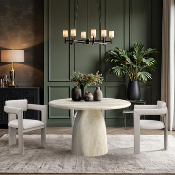 Cosenza Concrete Dining Table, Travertine, 48.5" W X 48.5" D X 30" H, Travertine Finish