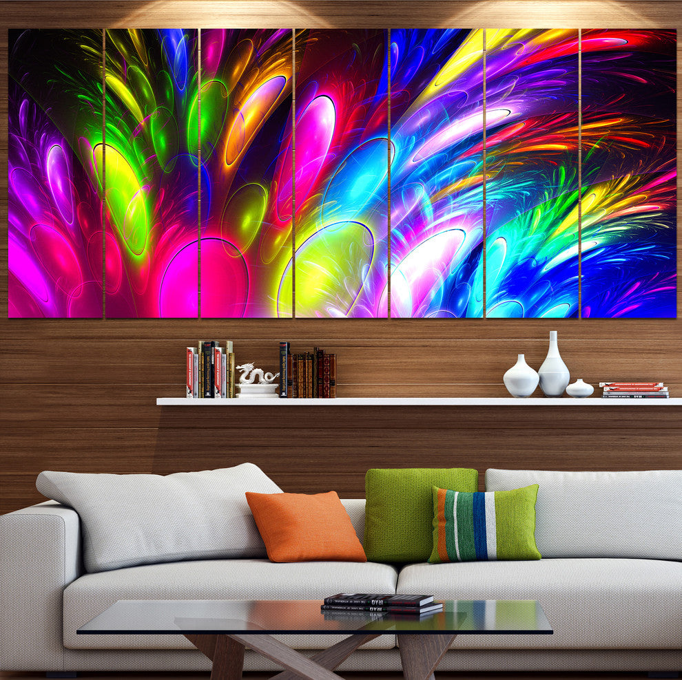 Mysterious Psychedelic Design, Abstract Canvas Art Print, 83"x32", 7 Panels