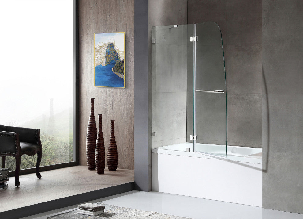 ANZZI Pacific 48" x 58" Frameless Tub Door, Polished Chrome
