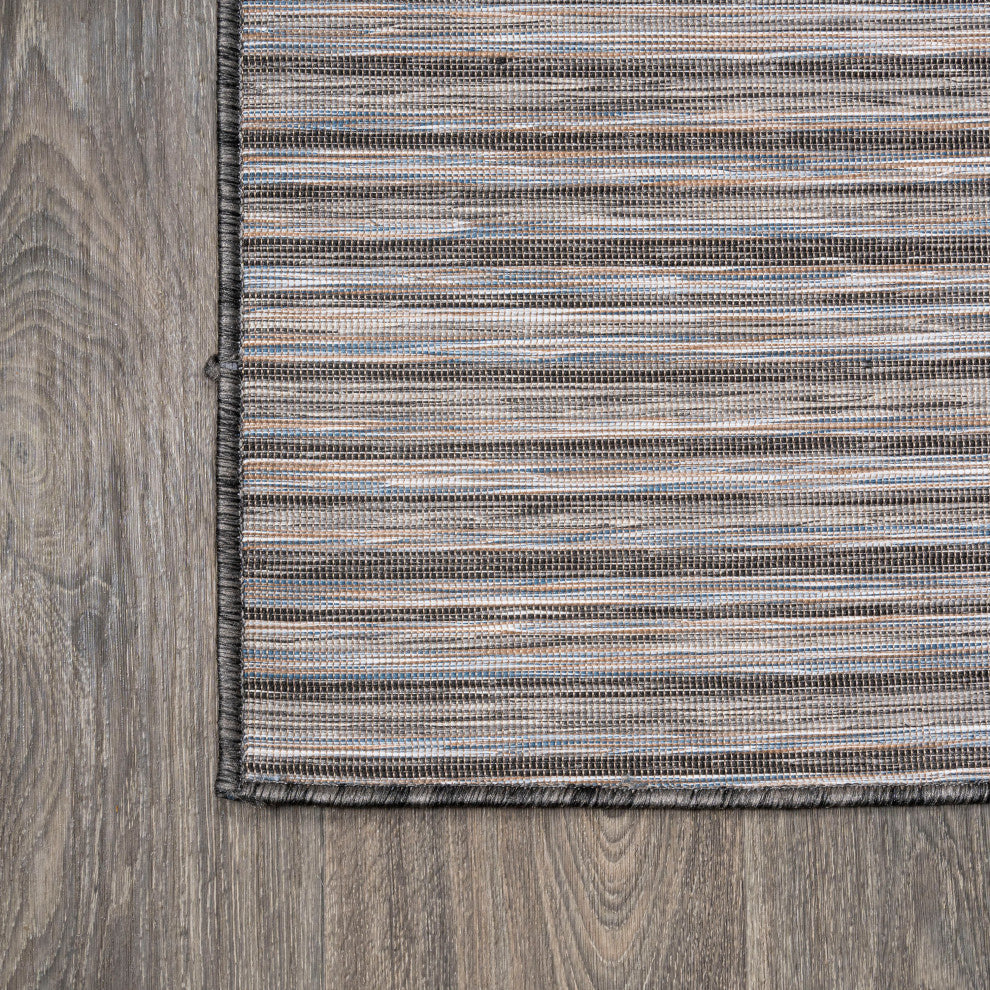 Finn Modern Farmhouse Pinstripe, Dary Gray/Blue, 6' Square