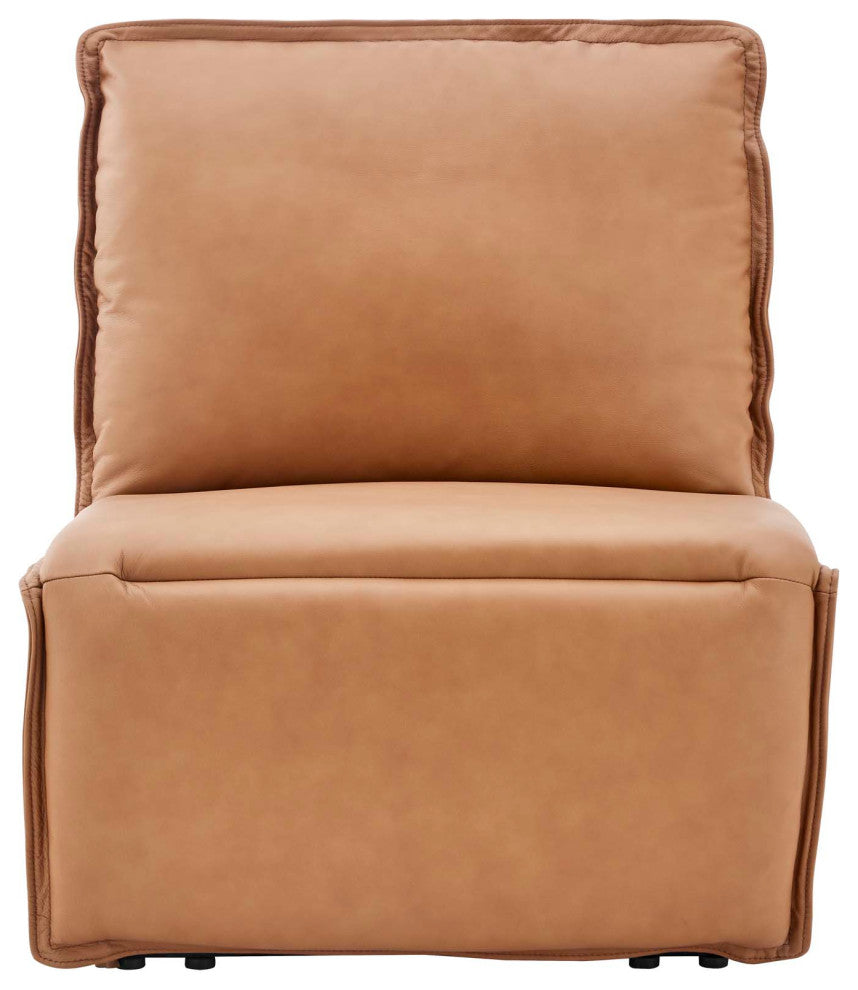 Accent Recliner Chair, Leather, Tan, Modern, Living Lounge Hotel Hospitality