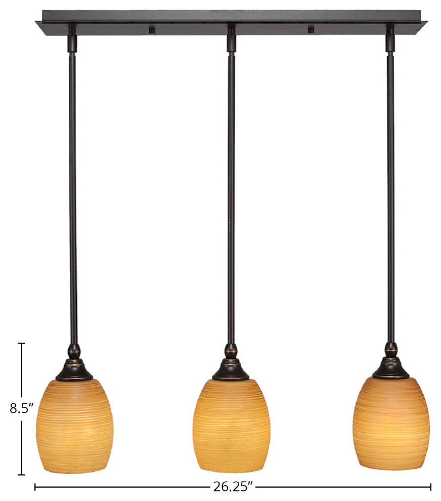 Stem 3-Light Pendalier with Hang Straight Swivel, Dark Granite/Cayenne Linen