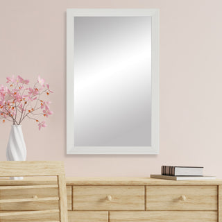 LaRue Framed Wall Mirror, White, 28" X 48"