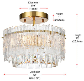 Elegant Lighting 1780F12 Emilia 3 Light 12"W Semi-flush Ceiling - Chrome