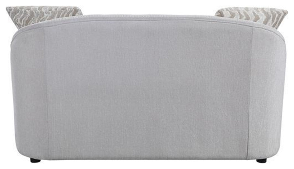 Benzara BM262216 Loveseat With Rounded Back and Nailhead Trim, Off White