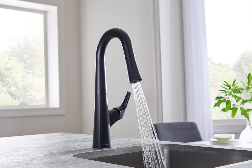 Vaughn Single Handle Pull-Down Prep Faucet, Satin Black