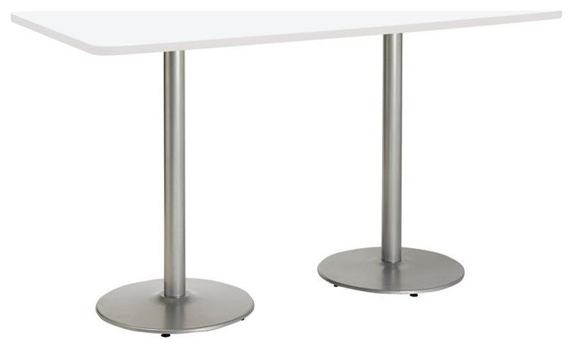 KFI Mode 42" x 96" Conference Table White Round Silver Base Bistro Height