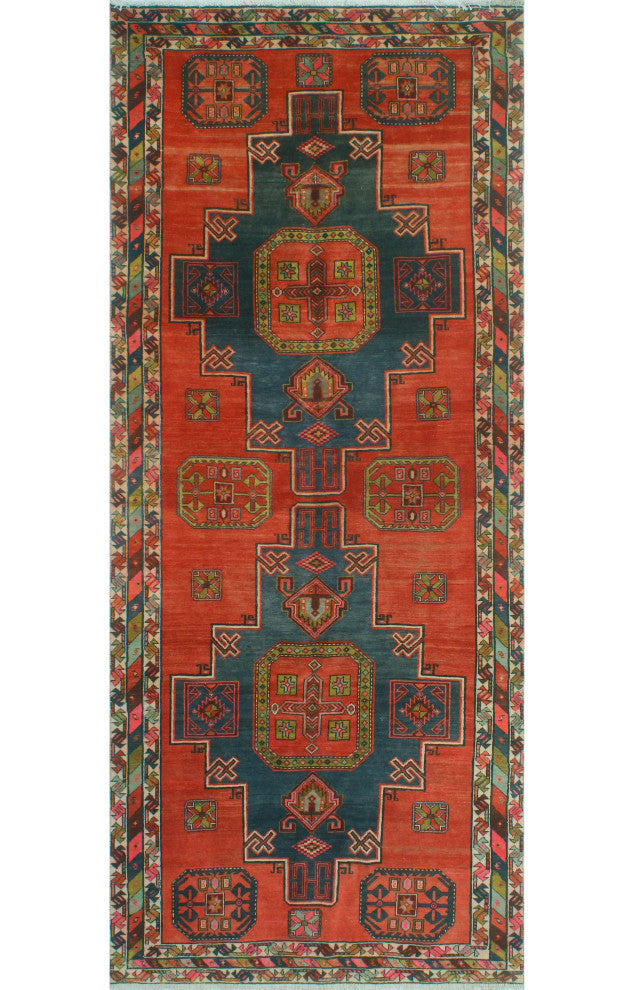 Fine Vintage Distressed Esperanz Red/Navy Runner, 4'8x10'11