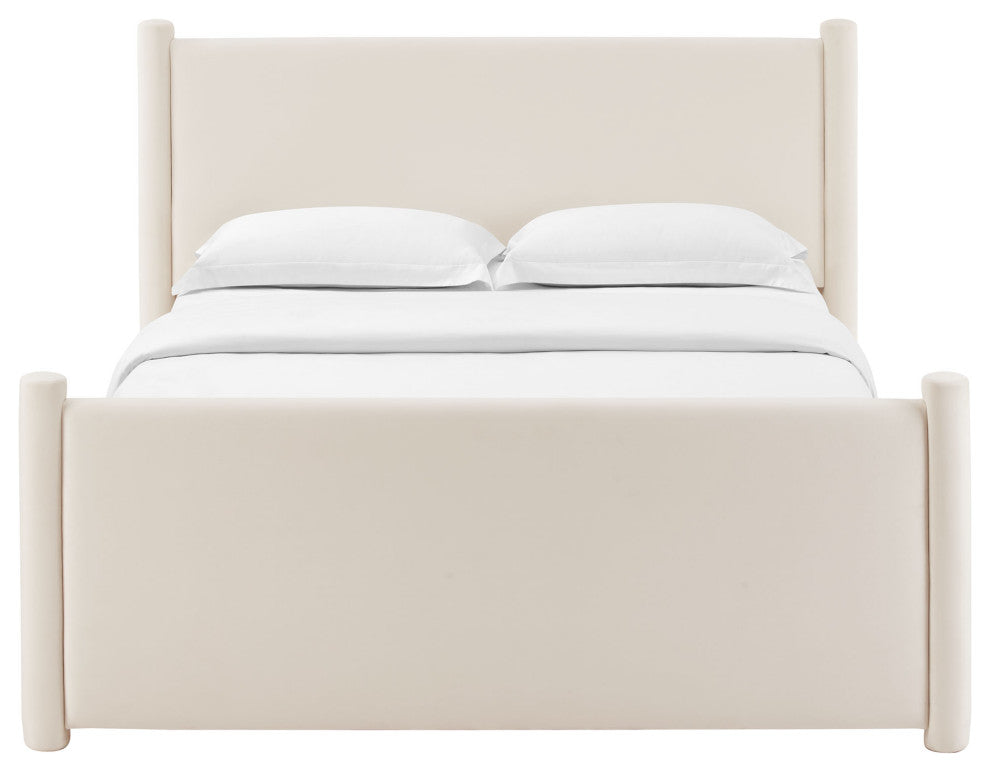 Rael Performance Velvet King Platform Bed, Alabaster