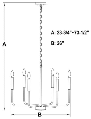 Beldon 6-Light Black Contemporary Chandelier Candelabra