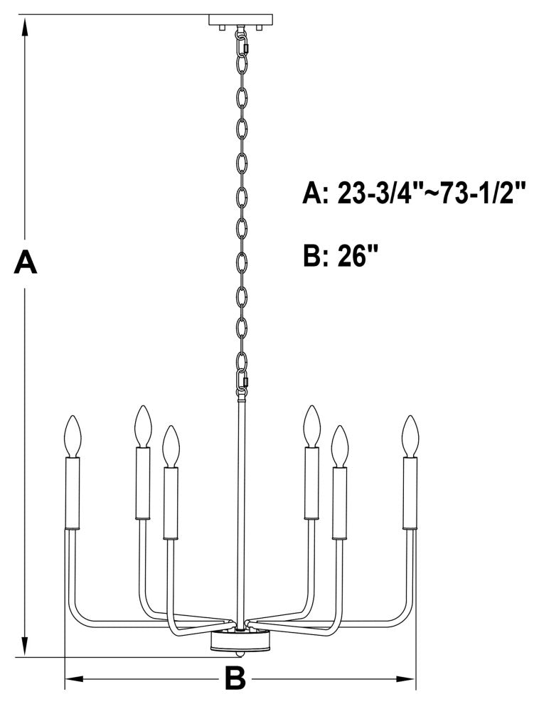Beldon 6-Light Black Contemporary Chandelier Candelabra