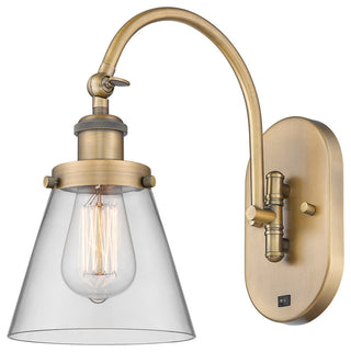 Cone Sconce, Brushed Brass, Clear, Clear