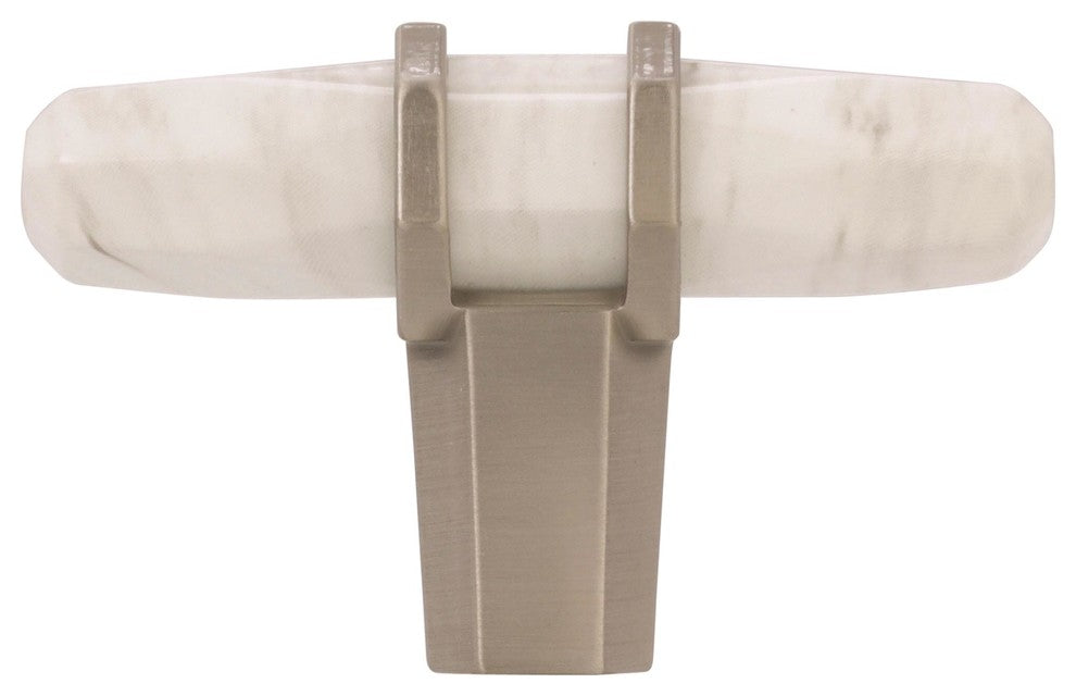 Carrione 2-1/2" Length Cabinet Knob, Marble White/Satin Nickelï¿½