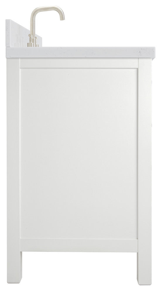 Ariel Cambridge 36" Right  Single Rectangle Sink Vanity, Carrara Quartz, White