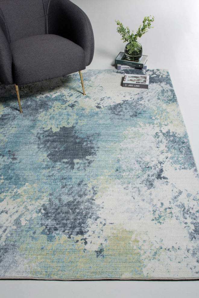 6"x9" Blue Yellow Abstract Sky Area Rug