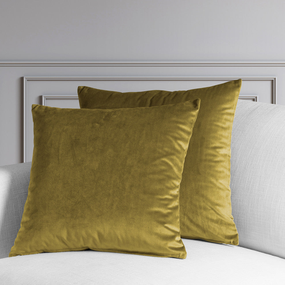 Heritage Plush Velvet Cushion Cover Pair, Peat Green, 18w X 18l