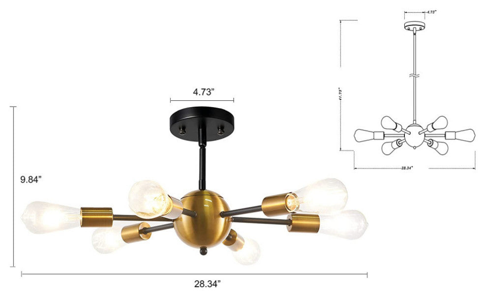 3 light square Flush Mount Ceiling Light Fixture black cage ceiling lamp