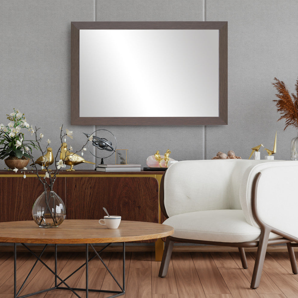 Meade Framed Wall Mirror, Espresso Textured, 28"x24"