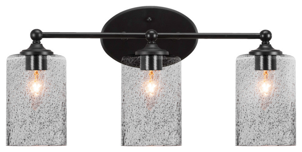 Capri 3-Light Bath Bar, Matte Black/Smoke Bubble