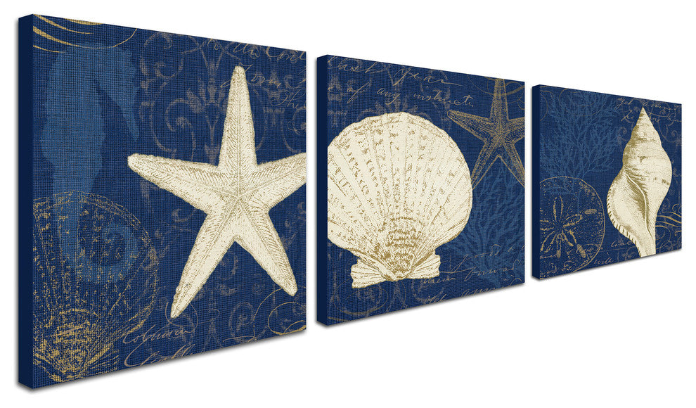 Pela Studio 'Coastal Moonlight Teal' 3 Panel Art Set