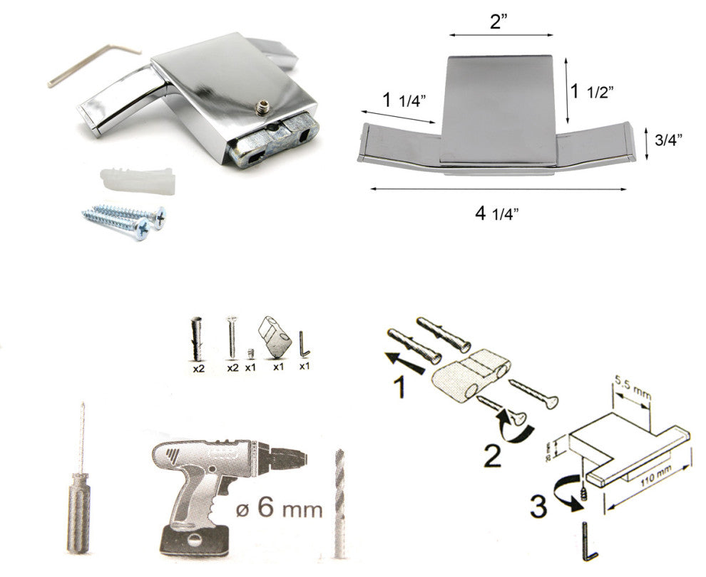 Wall Mounted Bath Towel Double Robe Hook