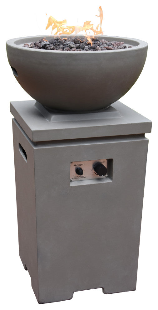 Exeter Column Light Gray Concrete Propane Fire Pit by Modeno