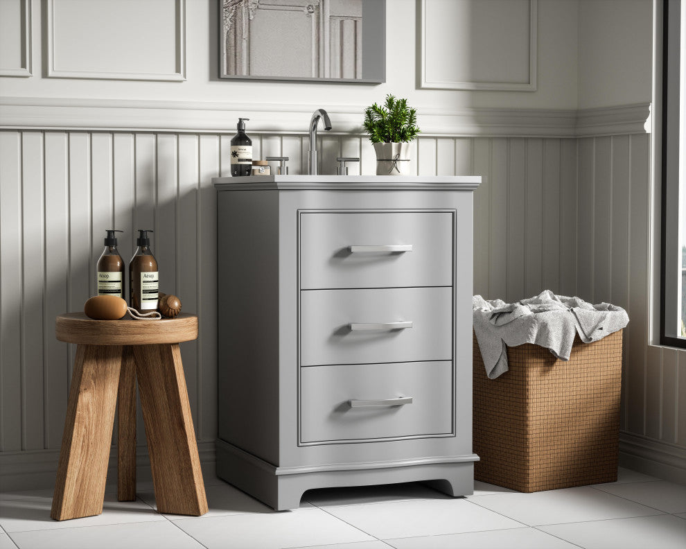 Home Living Knox 24" Single Bathroom Vanity, Grey