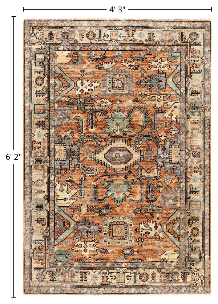 Serapi One-of-a-Kind Hand-Knotted Area Rug Red, 4'3" x 6'2"