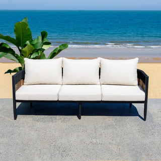 Safavieh Harrison Indoor-Outdoor 3 Seater Sofa, Black/Taupe