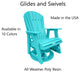 Phat Tommy Outdoor Swivel Glider Chair - Adirondack Glider Chair, Teal