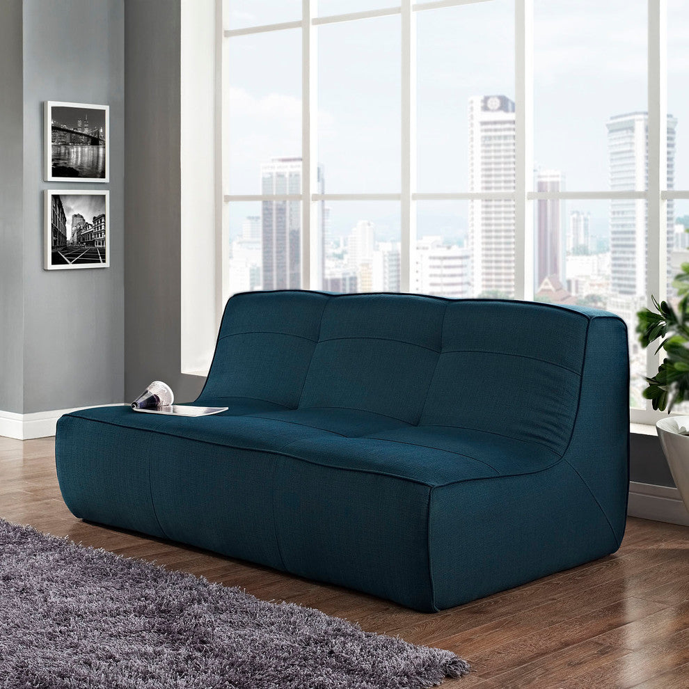 Modern Contemporary Living Room Upholstered Loveseat Sofa Azure