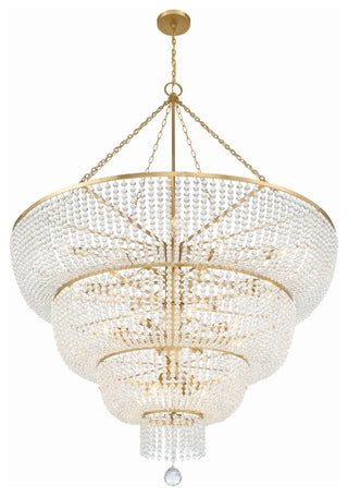 Rylee 32-Light Antique Gold Chandelier, Hand Cut Faceted Beads