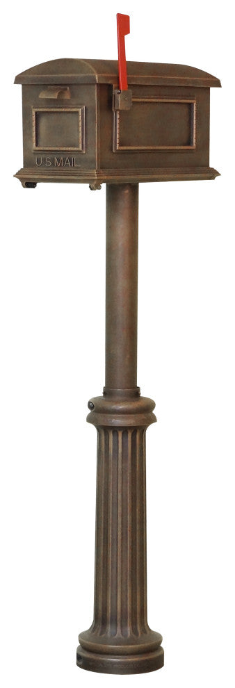 Traditional Curbside Mailbox with Bradford Surface Mount Mailbox Post