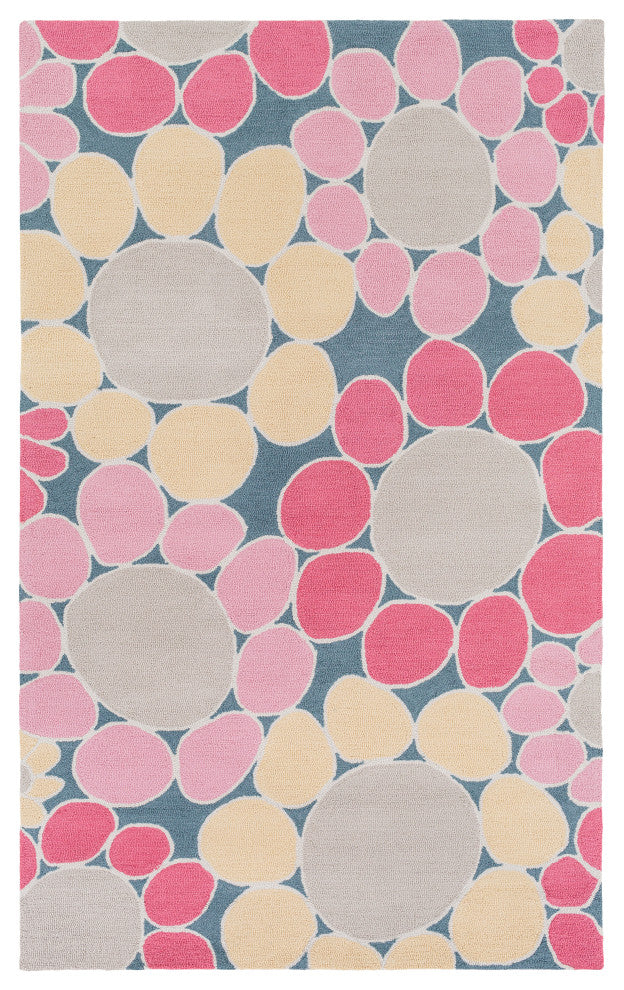 Surya Peek-A-Boo PKB-7000 3'x5' Rug, Pink/Pale Pink/Butter/Denim/Gray/Ivory