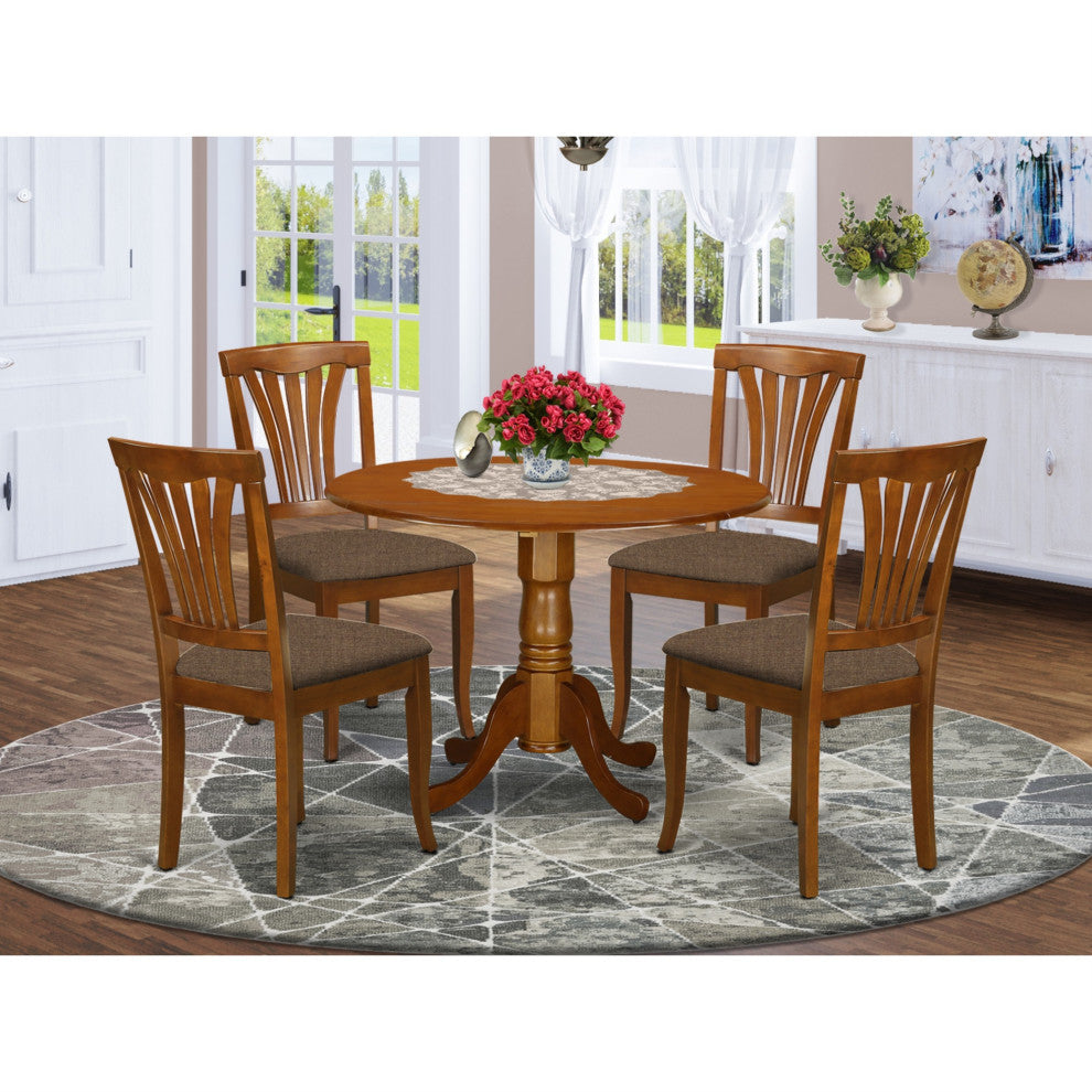 Dlav5-Sbr-C 5-Piece Small Table Set, Round Table & 4 Dining Chairs