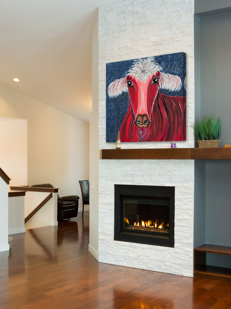 "Rojo" Painting Print on Wrapped Canvas, 32"x32"