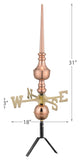 31" Victoria Pure Copper Rooftop Finial With Directionals and Steel Roof Mount