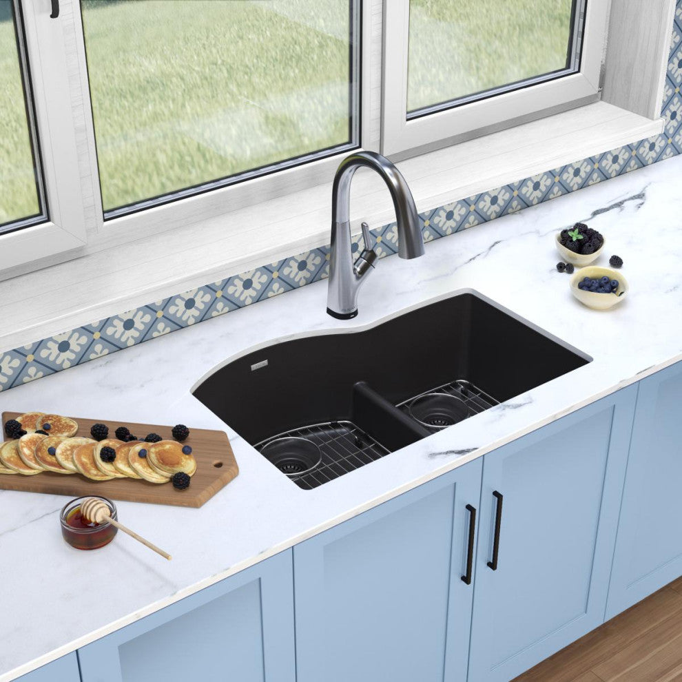 Quartz Classic 33" Undermount Sink Kit With Filtered Faucet, Black