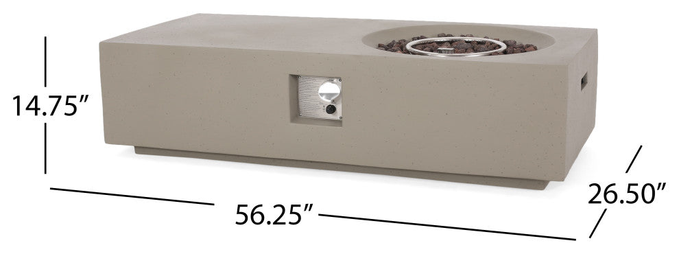 Fernhill Outdoor 50,000 BTU Rectangular Fire Pit Table, No Tank Holder