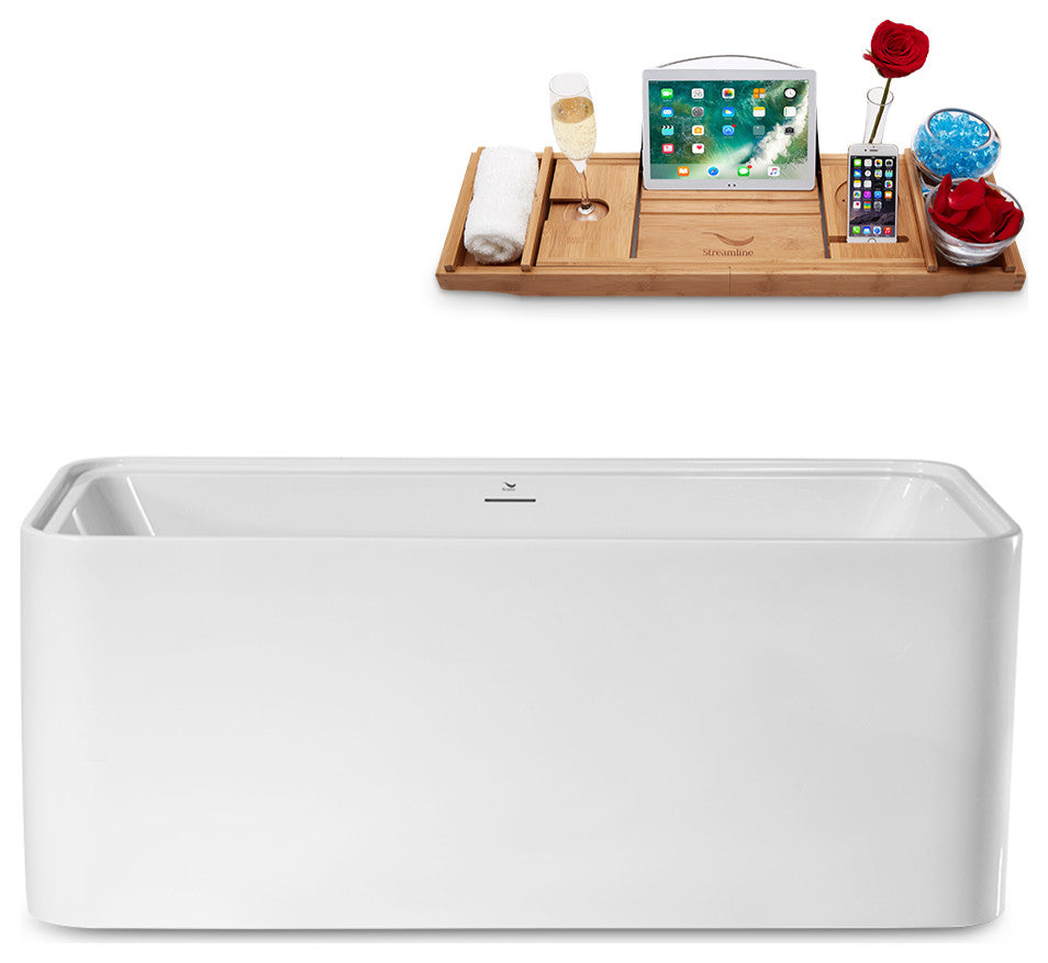 59" Streamline Freestanding Tub and Tray With Internal Drain